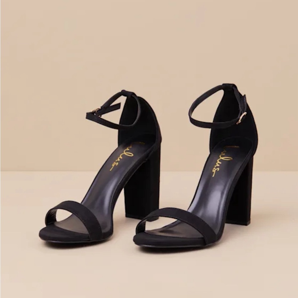 Lulu's Black Block Heel Sandals